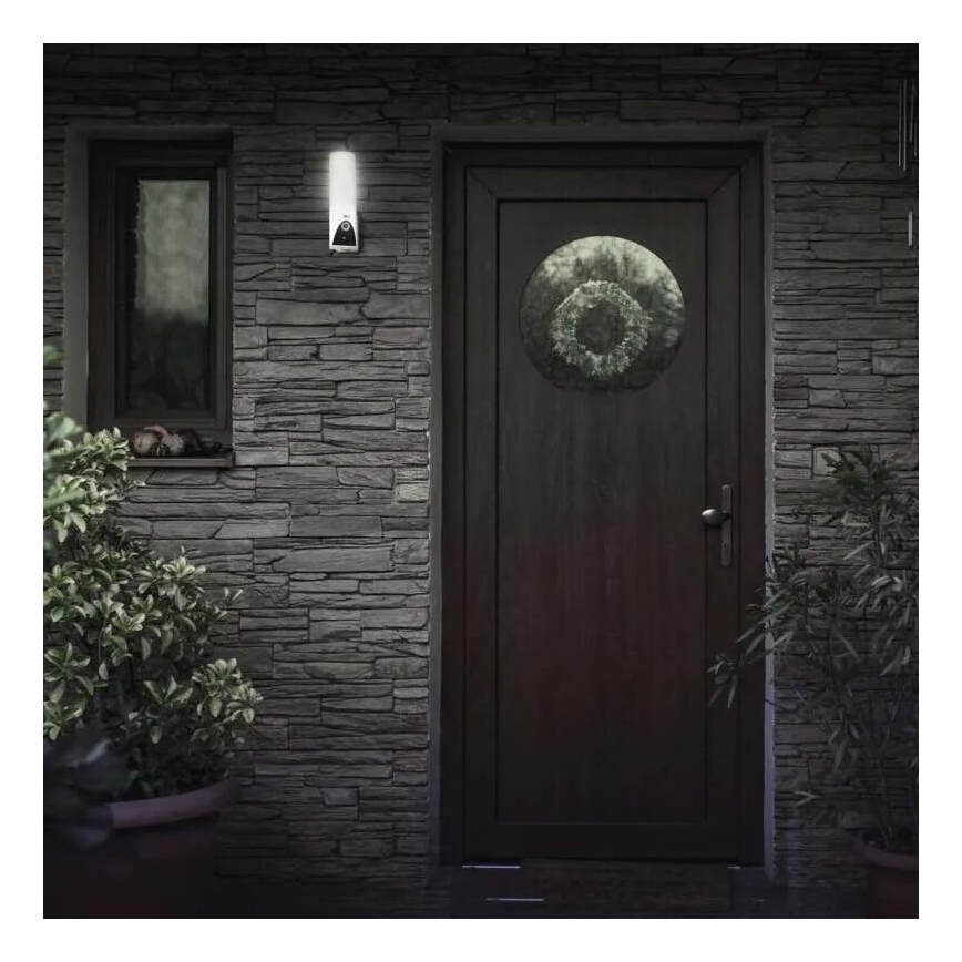 Câmara exterior LED inteligente com iluminação GoSmart LED/12W/230V IP65 Wi-Fi Tuya branco