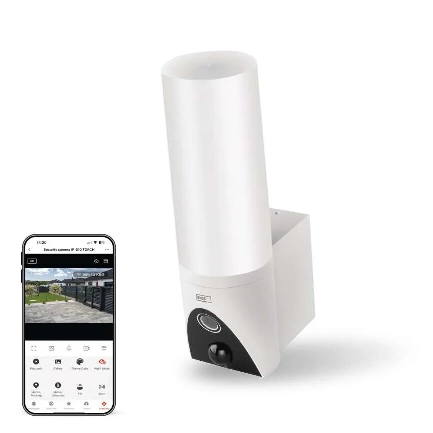 Câmara exterior LED inteligente com iluminação GoSmart LED/12W/230V IP65 Wi-Fi Tuya branco