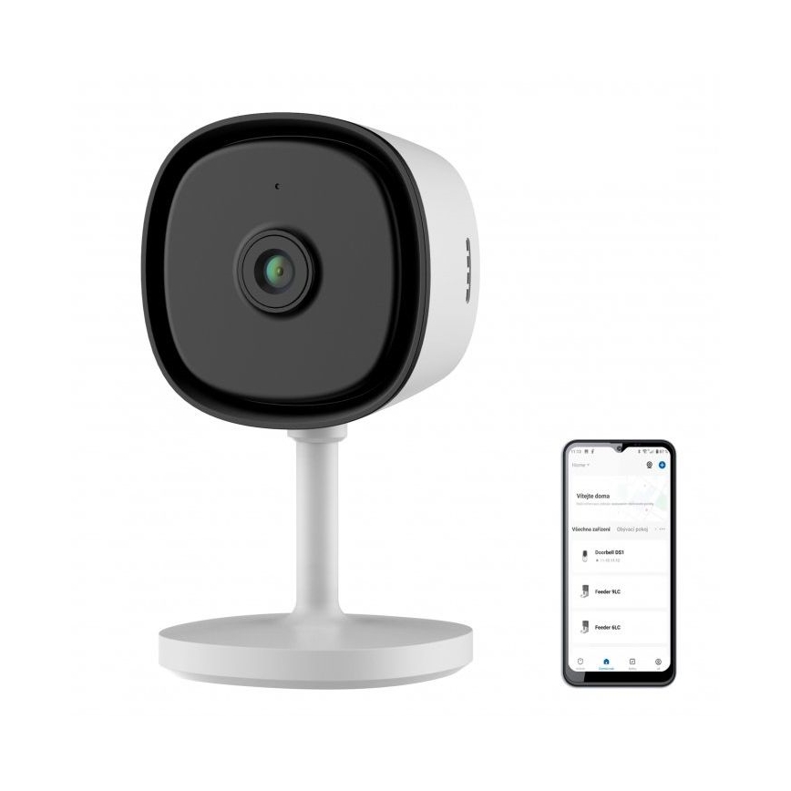 Câmara interior inteligente com sensor Full HD 1080p, 5V, Wi-Fi, compatível com Tuya, branca