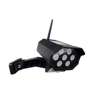 Câmera de segurança solar LED decorativa com sensor LED/3,7V 1200 mAh IP44 preta + controlo remoto