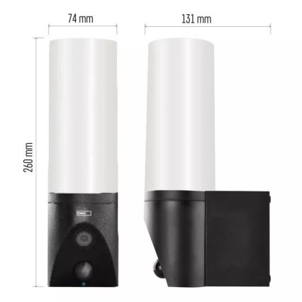 Câmara exterior inteligente LED com luz GoSmart LED/12W/230V 3200K IP65 Wi-Fi Tuya preta