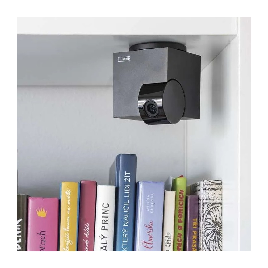 Câmara interna inteligente rotativa com sensor de movimento GoSmart 5V Wi-Fi Tuya preta