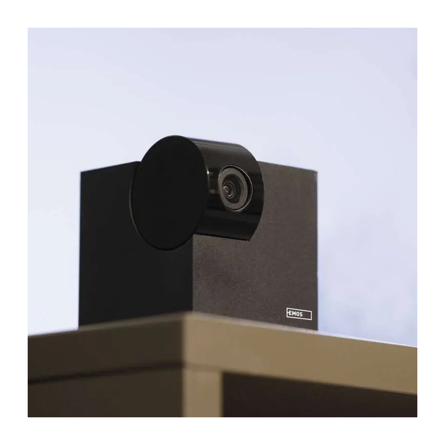 Câmara interna inteligente rotativa com sensor de movimento GoSmart 5V Wi-Fi Tuya preta