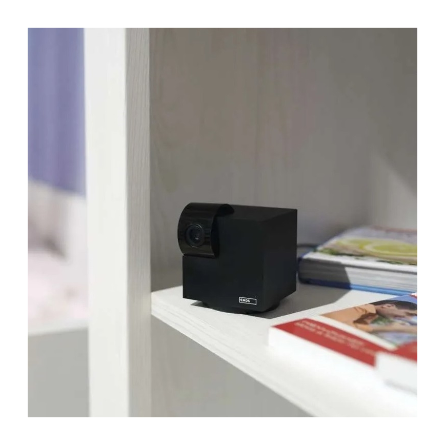 Câmara interna inteligente rotativa com sensor de movimento GoSmart 5V Wi-Fi Tuya preta