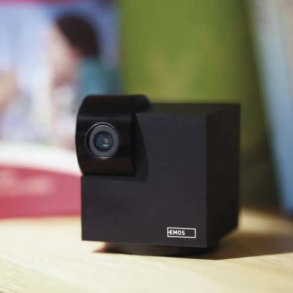 Câmara interna inteligente rotativa com sensor de movimento GoSmart 5V Wi-Fi Tuya preta