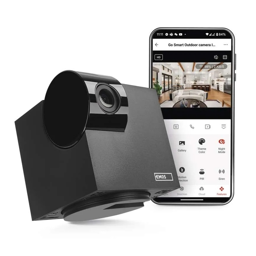 Câmara interna inteligente rotativa com sensor de movimento GoSmart 5V Wi-Fi Tuya preta