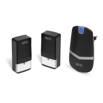 Campainha de tomada sem fios 230V + 2x botão IP44 preto