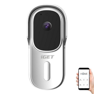 Campainha de vídeo com sensor de movimento, Full HD 1080p, bateria de 5200 mAh, IP65, Wi-Fi, Tuya, branca
