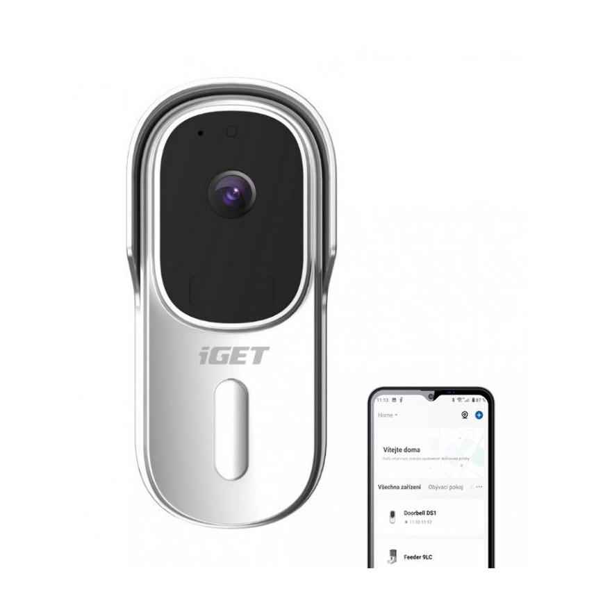 Campainha de vídeo com sensor de movimento, Full HD 1080p, bateria de 5200 mAh, IP65, Wi-Fi, Tuya, branca