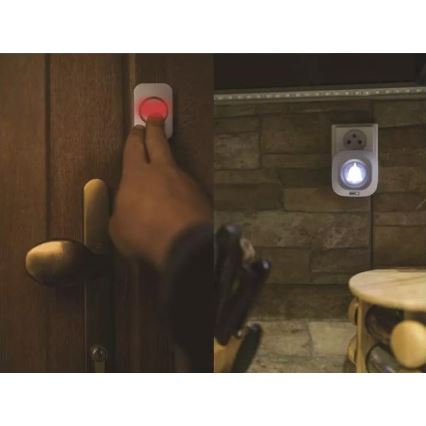 Campainha sem fios para tomada 230V + 1xCR2032 IP44 branca