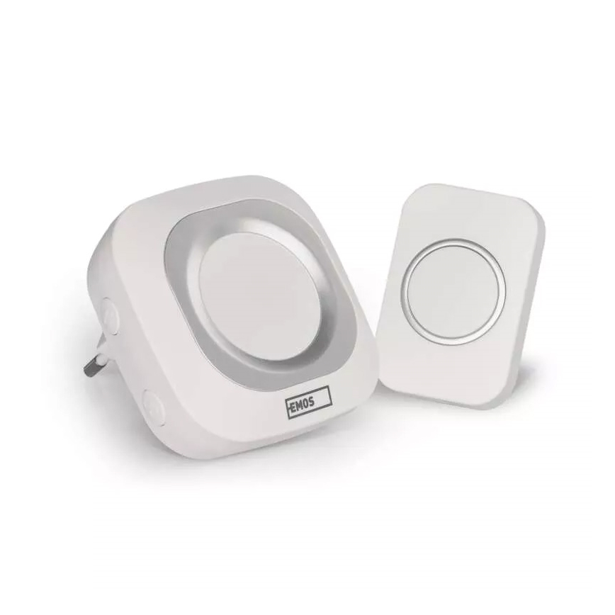 Campainha sem fios para tomada 230V + 1xCR2032 IP44 branca