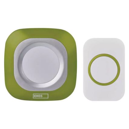 Campainha sem fios para tomada 230V + 1xCR2032 IP44 verde