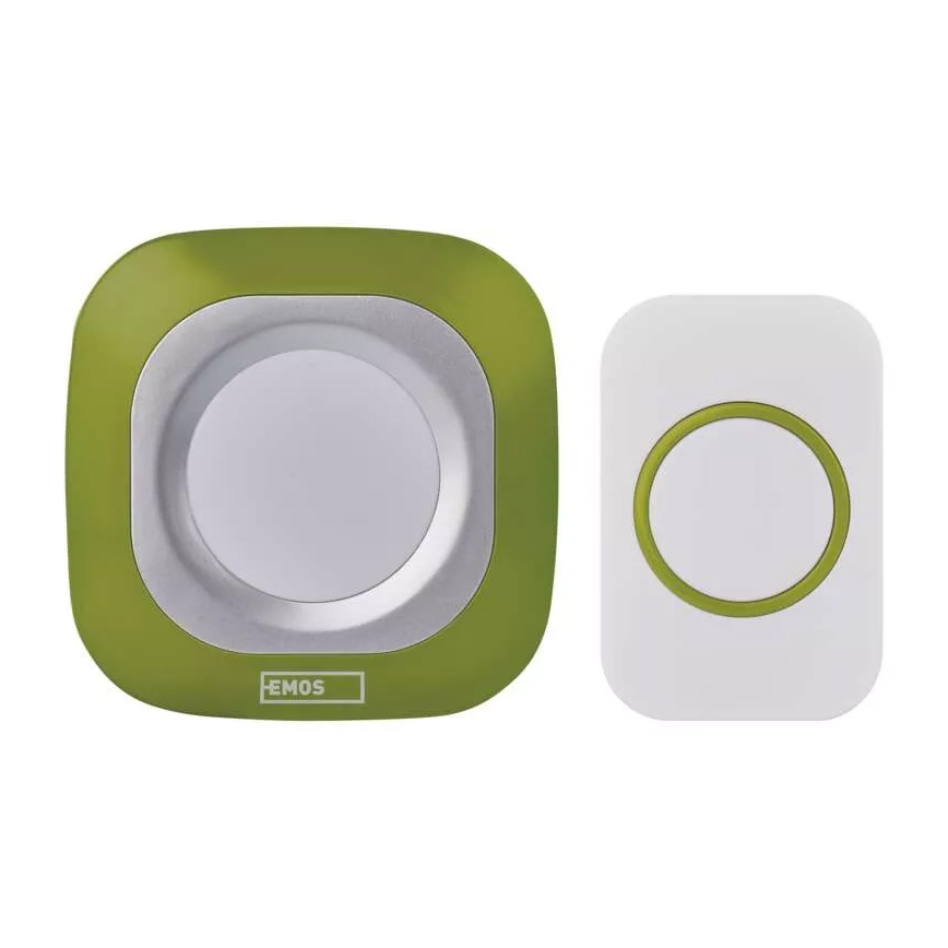 Campainha sem fios para tomada 230V + 1xCR2032 IP44 verde