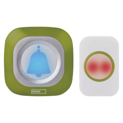 Campainha sem fios para tomada 230V + 1xCR2032 IP44 verde