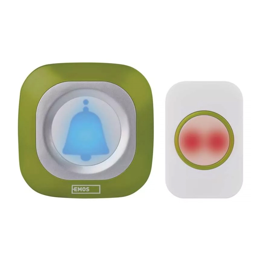 Campainha sem fios para tomada 230V + 1xCR2032 IP44 verde
