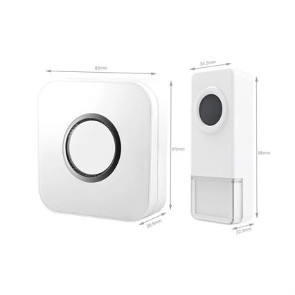 Campainha sem fios 3xAAA/1xA23 IP55 branco