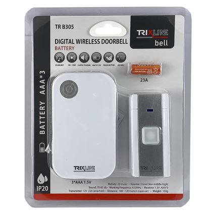 Campainha sem fios BELL 1x23A + 3xAAA branca