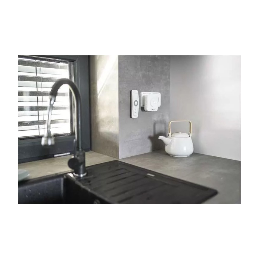 Campainha sem fios de tomada 230V IP44 branca