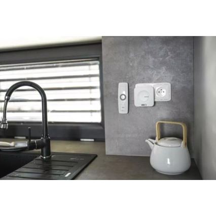 Campainha sem fios de tomada 230V IP44 branca