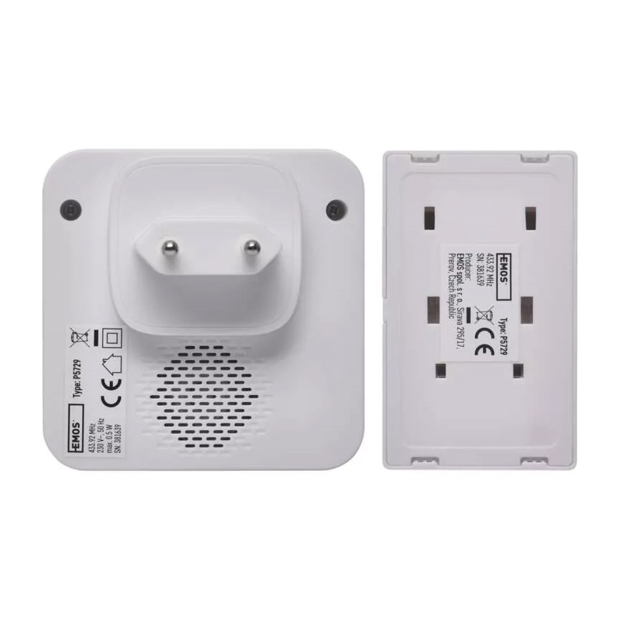 Campainha sem fios de tomada 230V IP44 branca