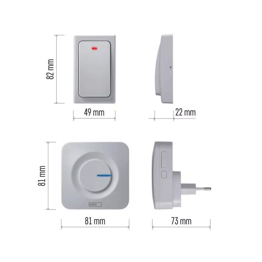 Campainha sem fios de tomada 230V IP44 branca