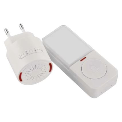 Campainha sem fios para tomada 230V + 1xCR2032 branca