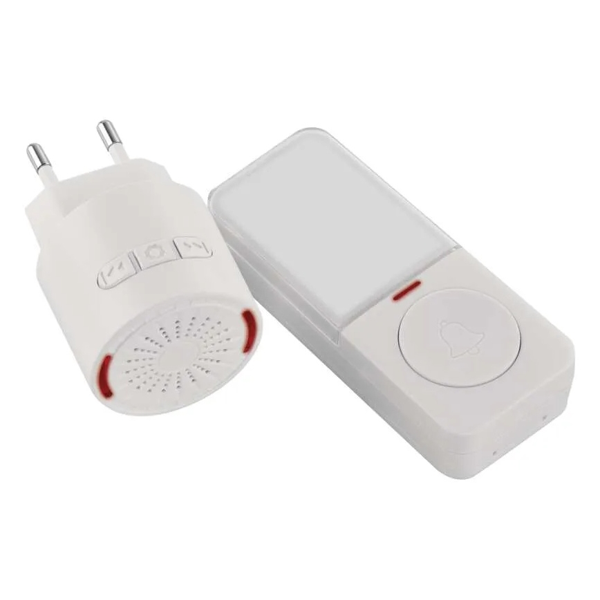 Campainha sem fios para tomada 230V + 1xCR2032 branca