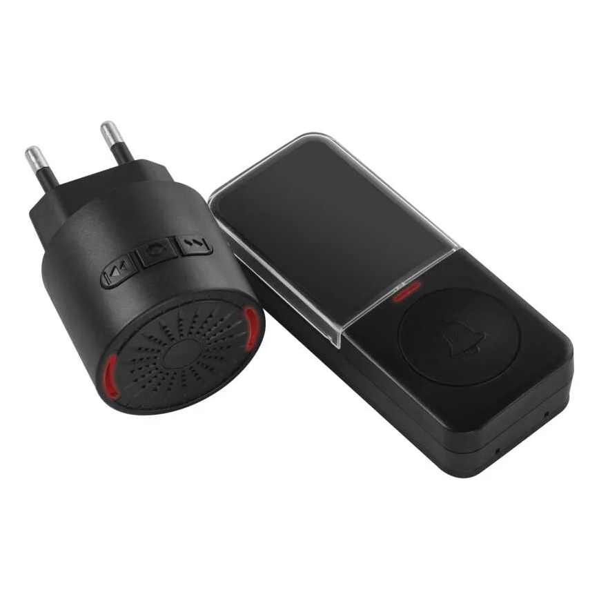 Campainha sem fios para tomada 230V + 1xCR2032 preta