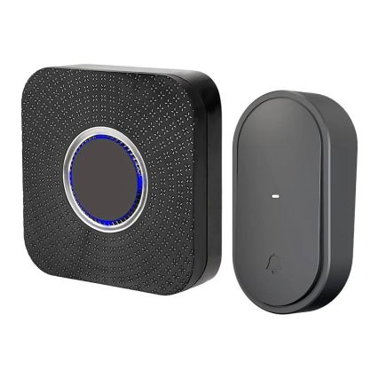 Campainha sem fios para tomada, cinética, 230V, preta