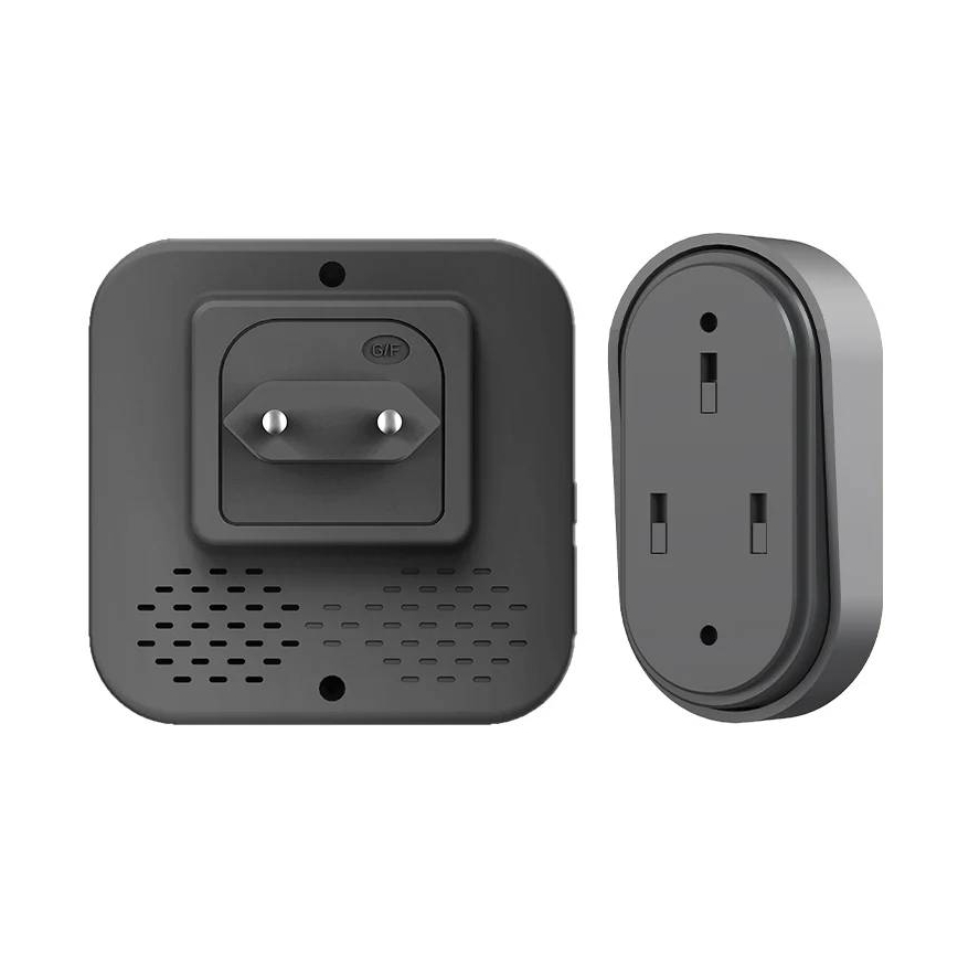 Campainha sem fios para tomada, cinética, 230V, preta