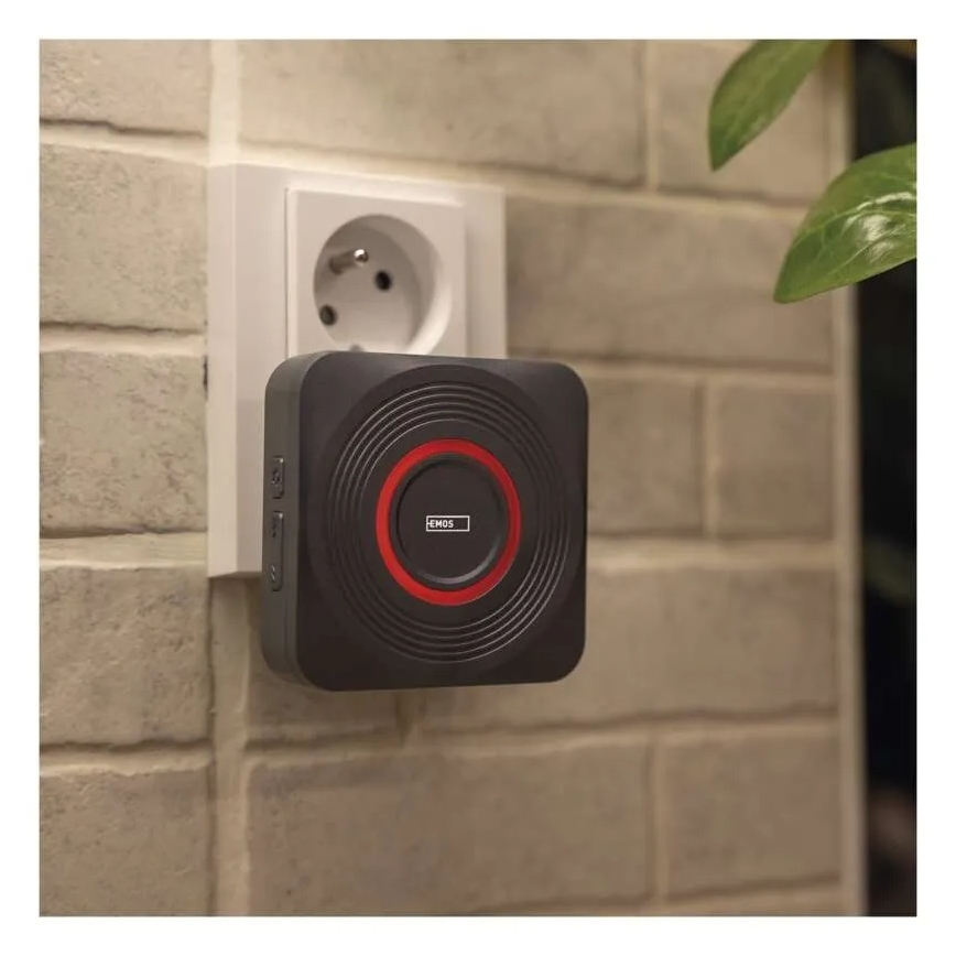 Campainha sem fios para tomada GoSmart 230V + 1x CR2032 cinzenta Wi-Fi