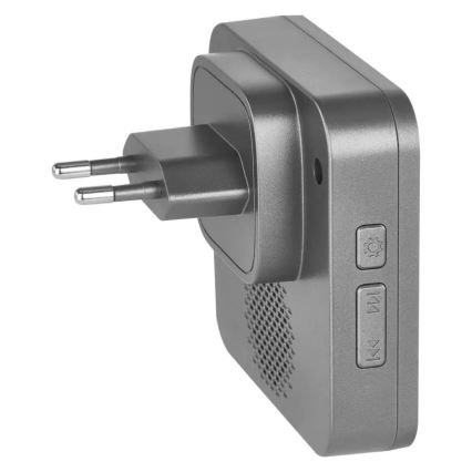 Campainha sem fios para tomada GoSmart 230V + 1x CR2032 cinzenta Wi-Fi