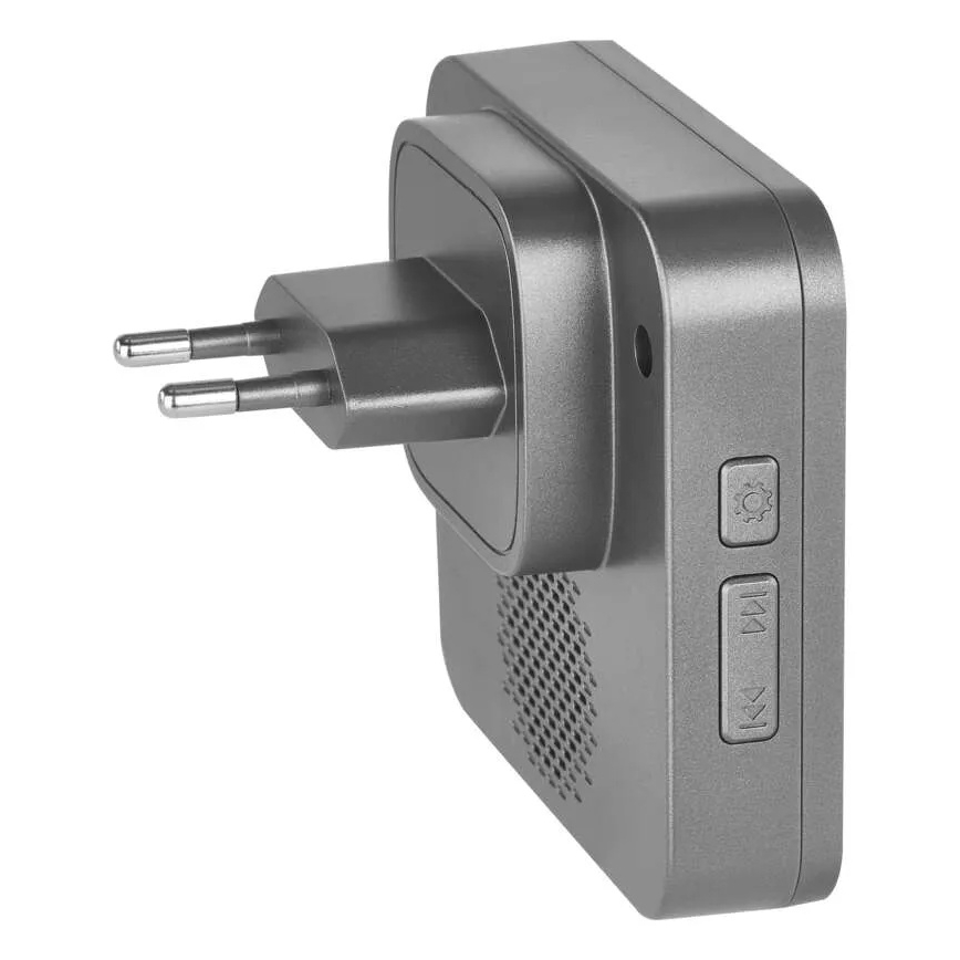 Campainha sem fios para tomada GoSmart 230V + 1x CR2032 cinzenta Wi-Fi