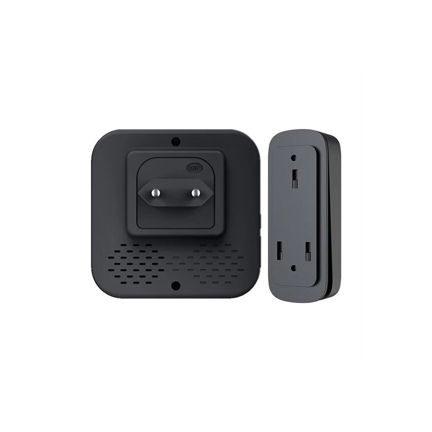 Campainha Sem Fios Plug-in cinético 230V preto