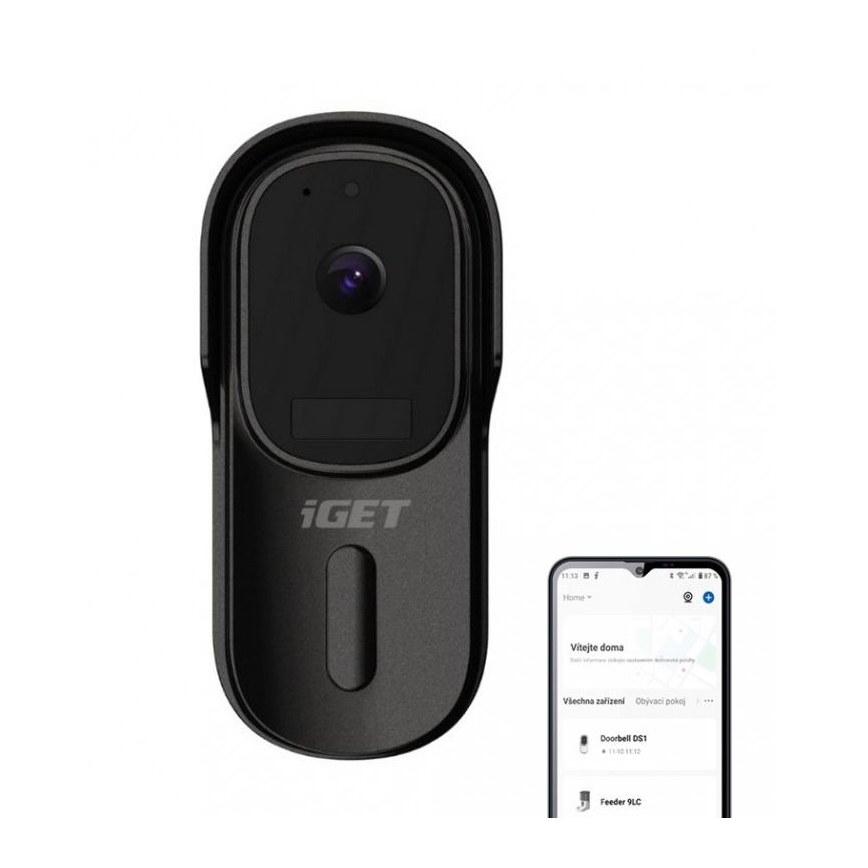 Campainha vídeo com sensor de movimento Full HD 1080p 5200 mAh IP65 Wi-Fi preto