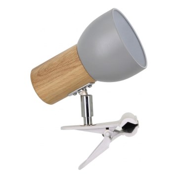 Candeeiro com grampo SVENDA 1xE27/60W/230V carvalho/cinzento