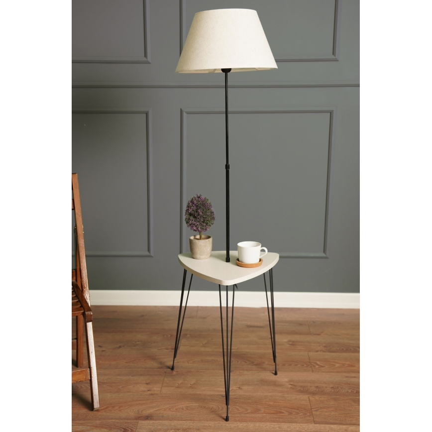 Candeeiro de chão com mesa 1xE27/40W/230V preto/creme