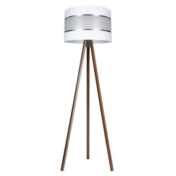 Candeeiro de chão CORAL 1xE27/60W/230V castanho/branco/cromado mate