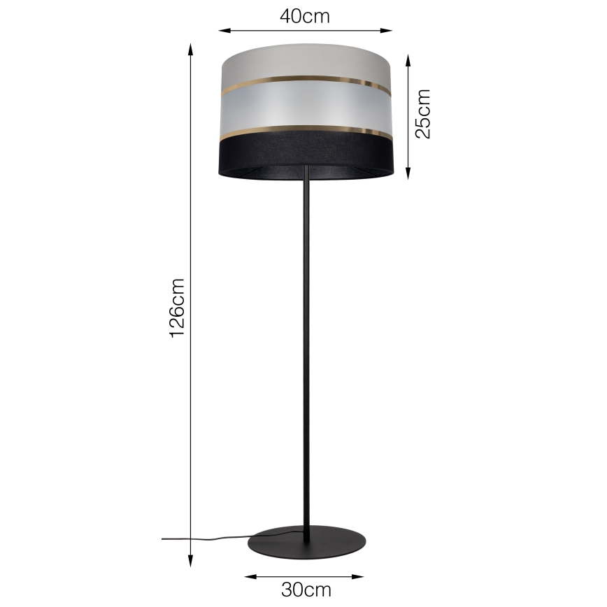 Candeeiro de chão CORAL 1xE27/60W/230V preto/cinzento