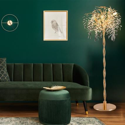 Candeeiro de chão de cristal 5xG9/40W/230V dourado