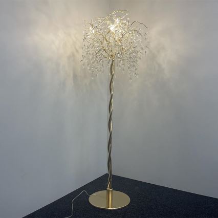 Candeeiro de chão de cristal 5xG9/40W/230V dourado