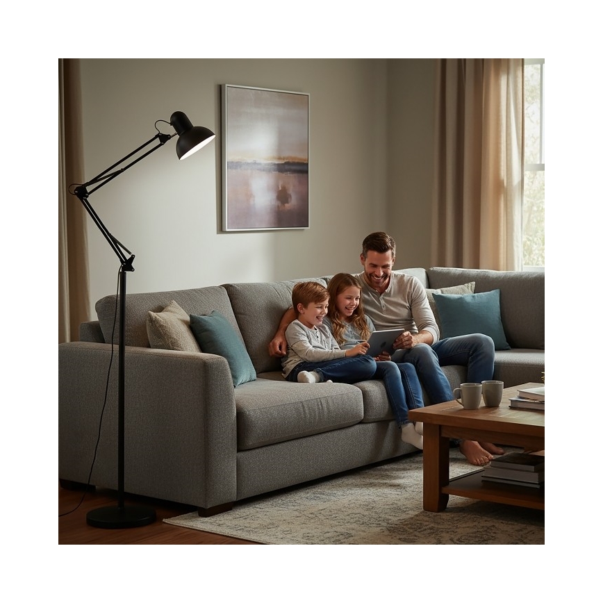 Candeeiro de chão flexível AURIQ 1xE27/60W/230V 184 cm preto