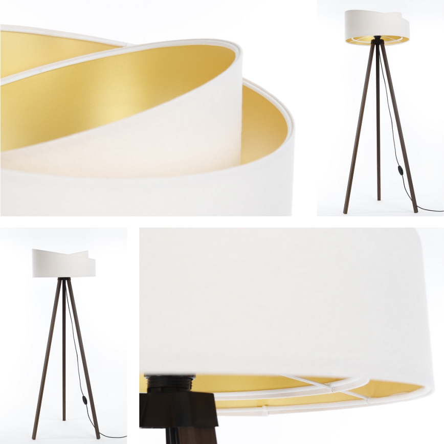 Candeeiro de chão GALAXY 1xE27/60W/230V branco/castanho