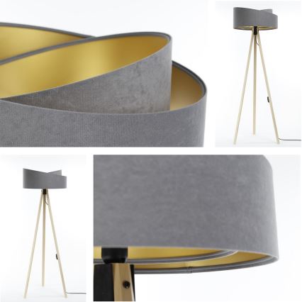 Candeeiro de chão GALAXY 1xE27/60W/230V cinzento/bege