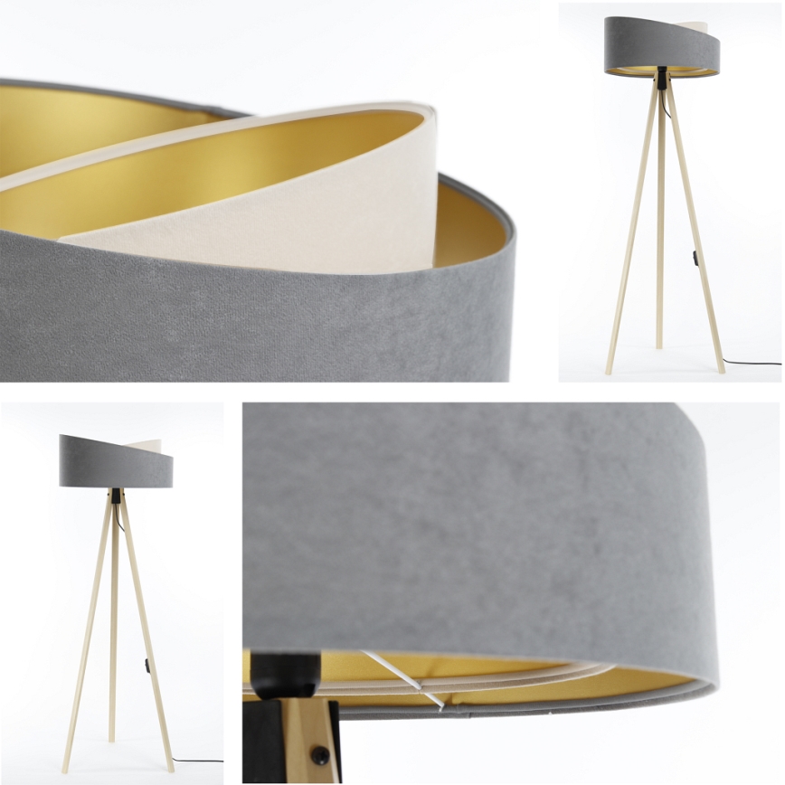 Candeeiro de chão GALAXY 1xE27/60W/230V cinzento/bege