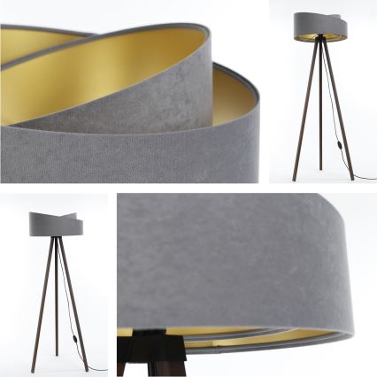 Candeeiro de chão GALAXY 1xE27/60W/230V cinzento/castanho