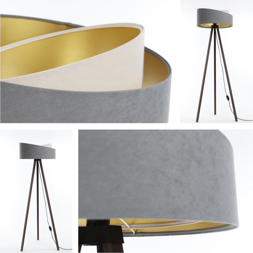 Candeeiro de chão GALAXY 1xE27/60W/230V cinzento/castanho