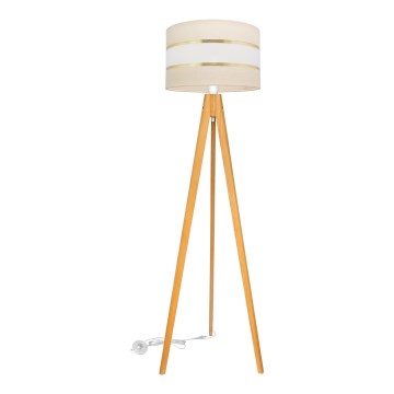 Candeeiro de chão HELEN 1xE27/15W/230V creme/dourada/carvalho