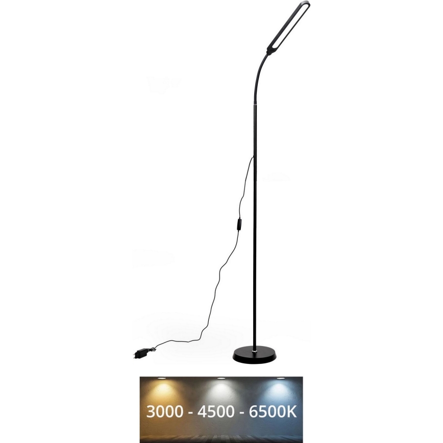Candeeiro de chão LED com regulação SIGNUS LED/10W/230V 3000/4500/6500K preto