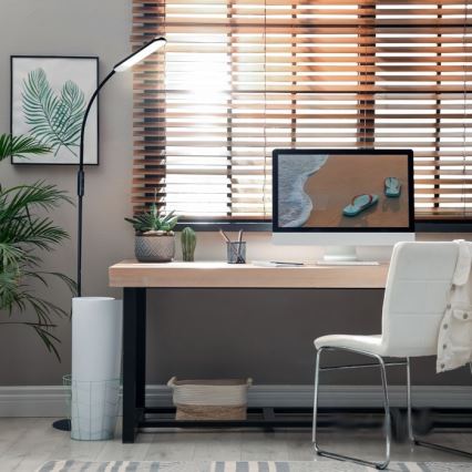 Candeeiro de chão LED com regulação TEILO LED/10W/230V 3000/4000/6500K preto + comando